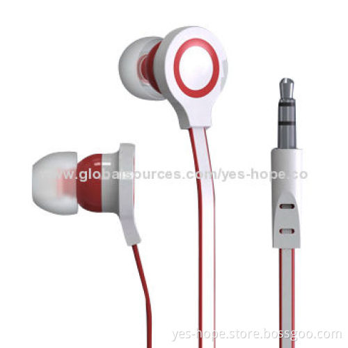 Flat TPE cable earphone with mic for music and smartphoneNew